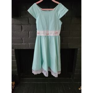 Rebecca Raggs original Baby Blue Polka Dot tie back dress size 10